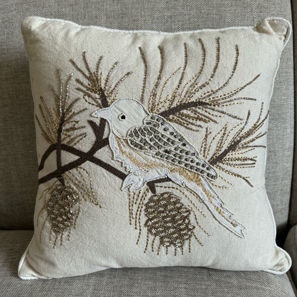 Holiday festive sequin autumn pillow 16”x16”